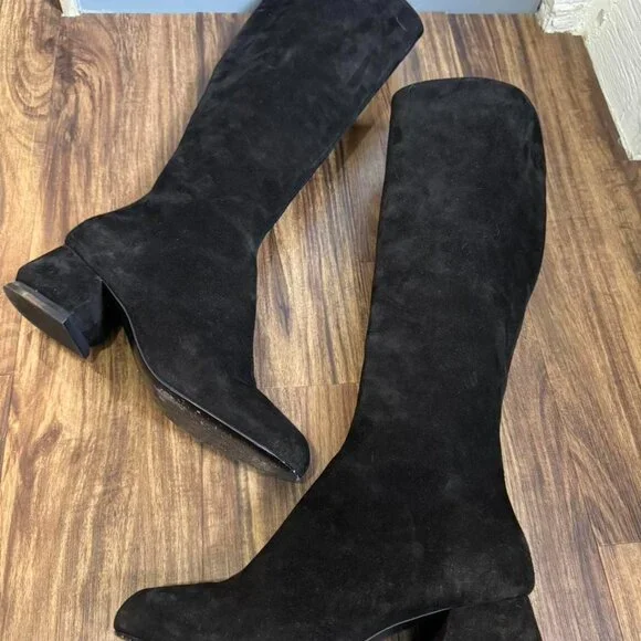 Marni Black Suede and Leather Knee high boots ‎ heel size 41/US 11